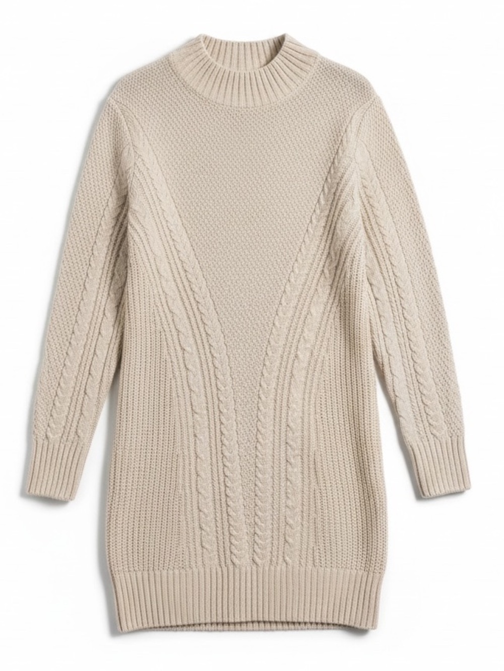 ✨ OR Oakridge Classic Preloved Fall Cozy Cream Cable-Knit Sweater Dress Size XL
